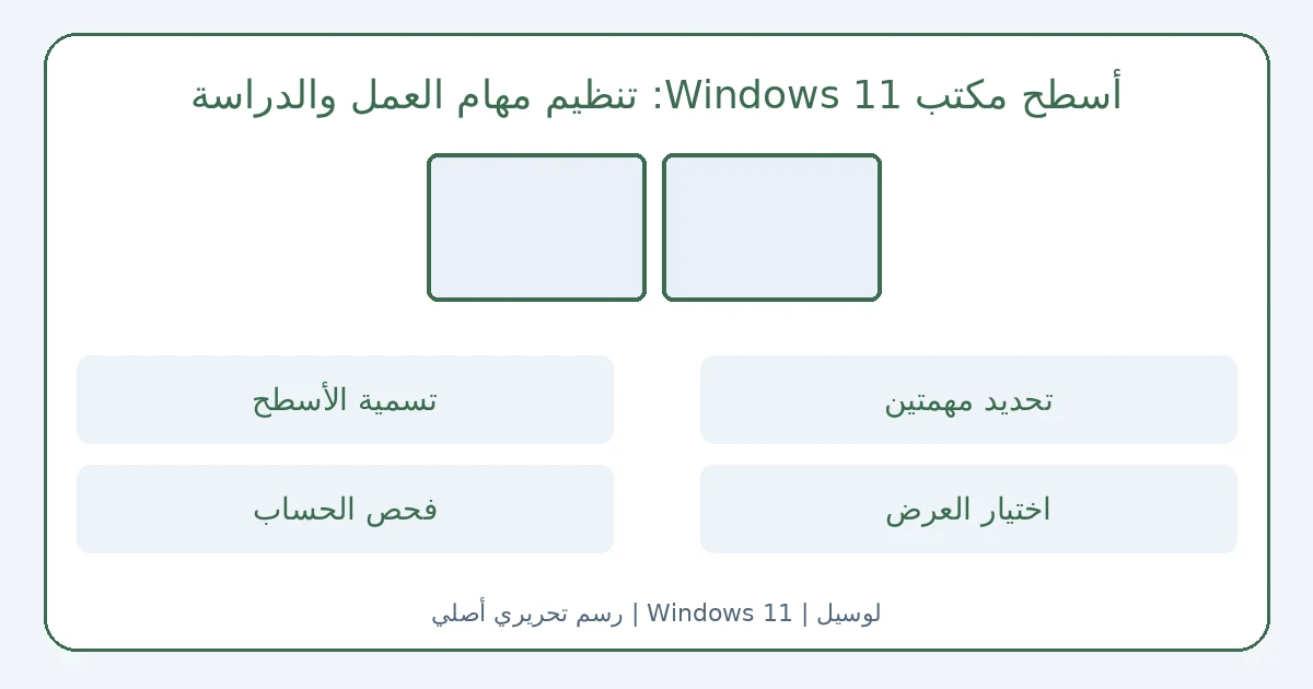 رسم أصلي: أسطح مكتب Windows 11: تنظيم مهام العمل والدراسة