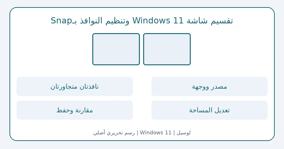رسم أصلي: تقسيم شاشة Windows 11 وتنظيم النوافذ بـSnap