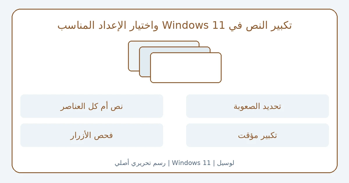 رسم أصلي: تكبير النص في Windows 11 واختيار الإعداد المناسب