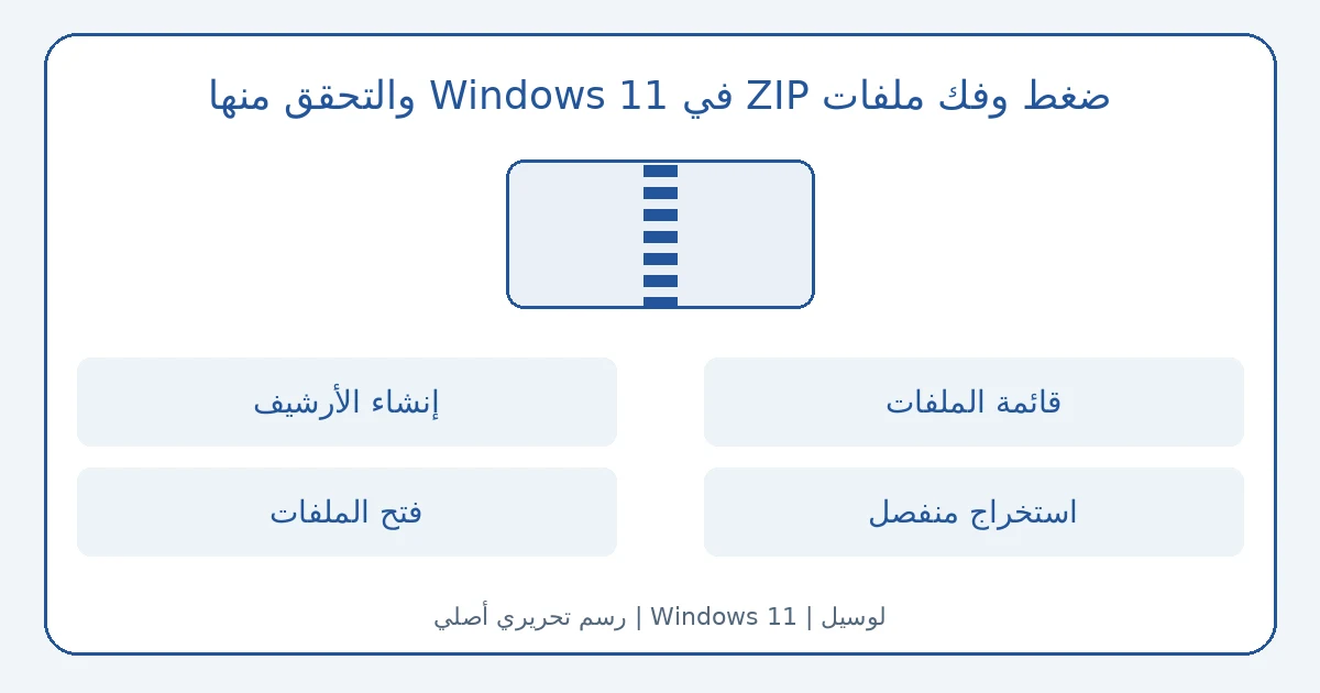 رسم أصلي: ضغط وفك ملفات ZIP في Windows 11 والتحقق منها